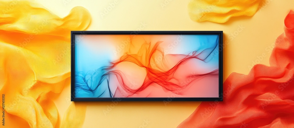 Aufkleber Vibrant Abstract Frame Mockup with Colorful Background for Custom Text Display