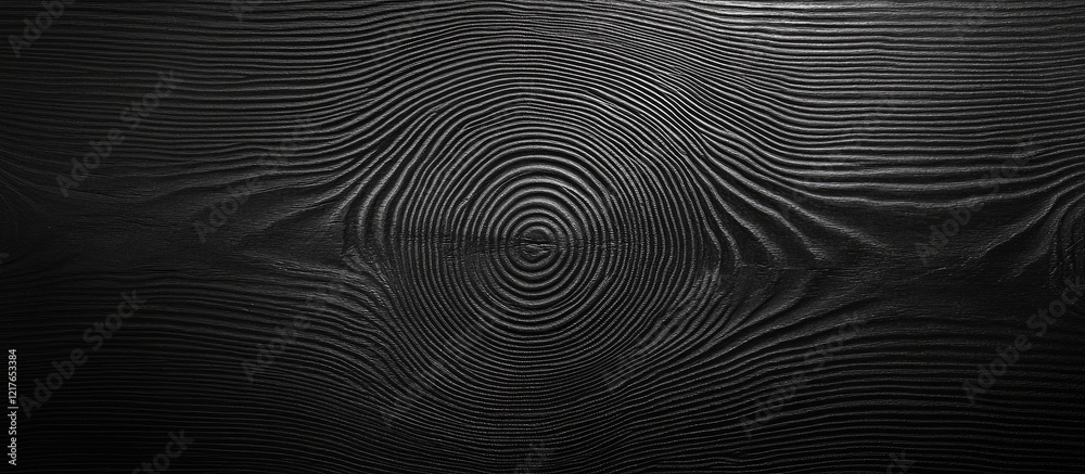 Poster black wooden surface with prominent tree rings and ample copyspace for text for promotional or desig