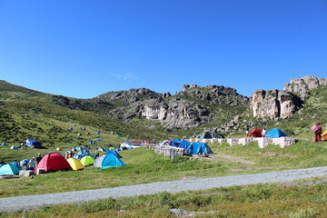 camping in the mountains