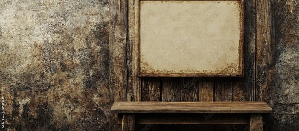 Poster Rustic Blank Canvas on Wooden Easel for Creative Presentations and Text Insertion Ideal for Art and Design Projects