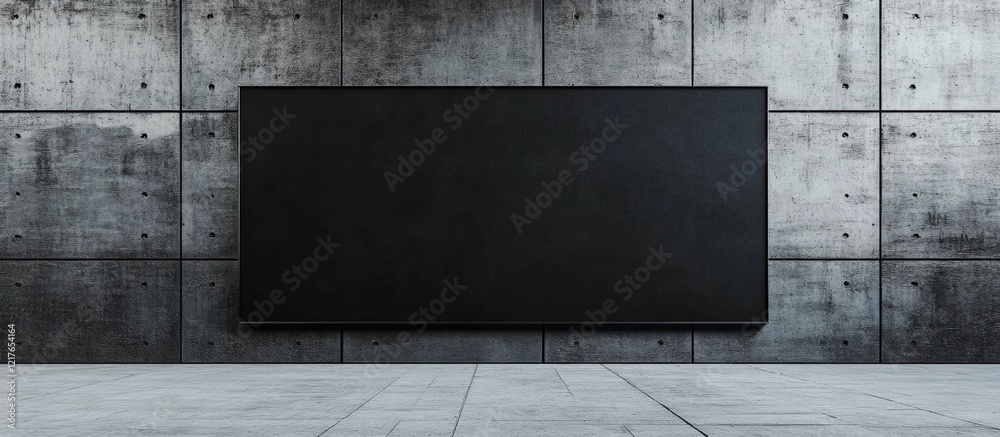 Poster blank black billboard in industrial environment for advertising mockup featuring spacious copyspace 