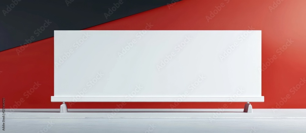 Poster blank billboard banner for advertising with empty copyspace against a modern red and black backgroun