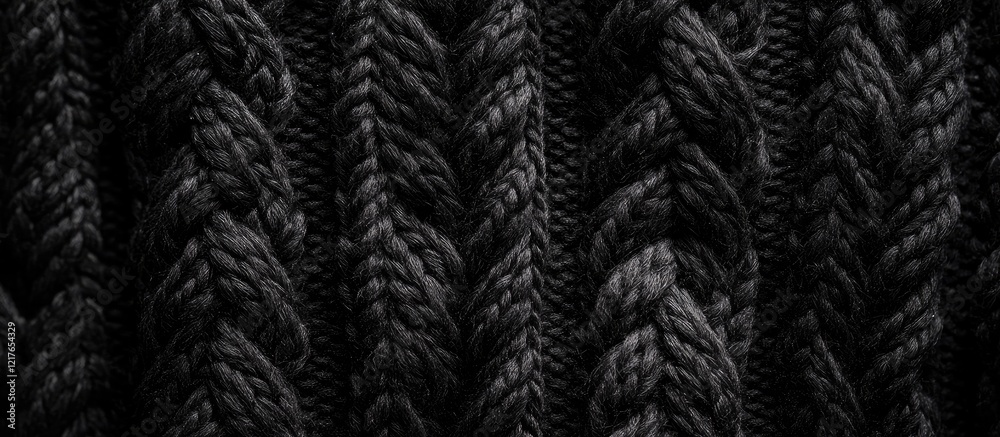 Aufkleber Black Wool Knitted Texture Background for Fashion Themes with Copyspace for Text and Design Elements
