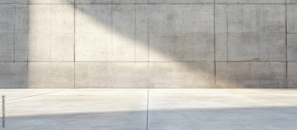 Poster Concrete wall and floor backdrop with natural light shadows providing ample space for customizable text or graphic elements.