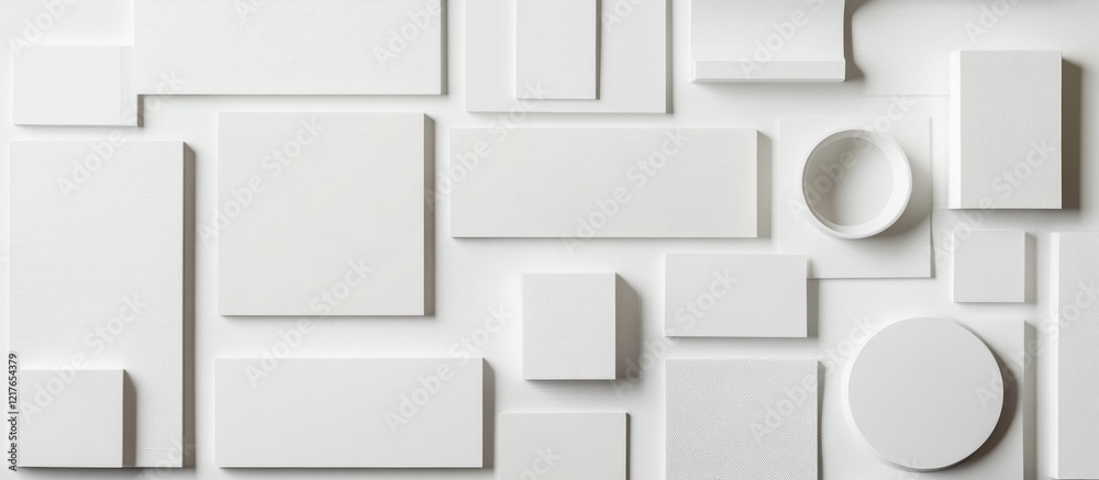 Poster Variety of Blank White Canvas Shapes on White Background with Empty Copyspace for Text and Creative Design Opportunities