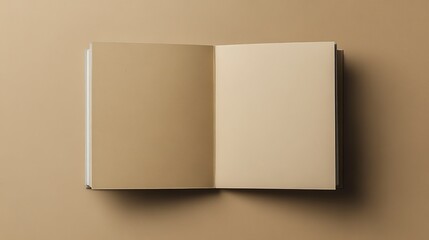 Blank landscape brochure magazine ready for design on a cardboard background with customizable options