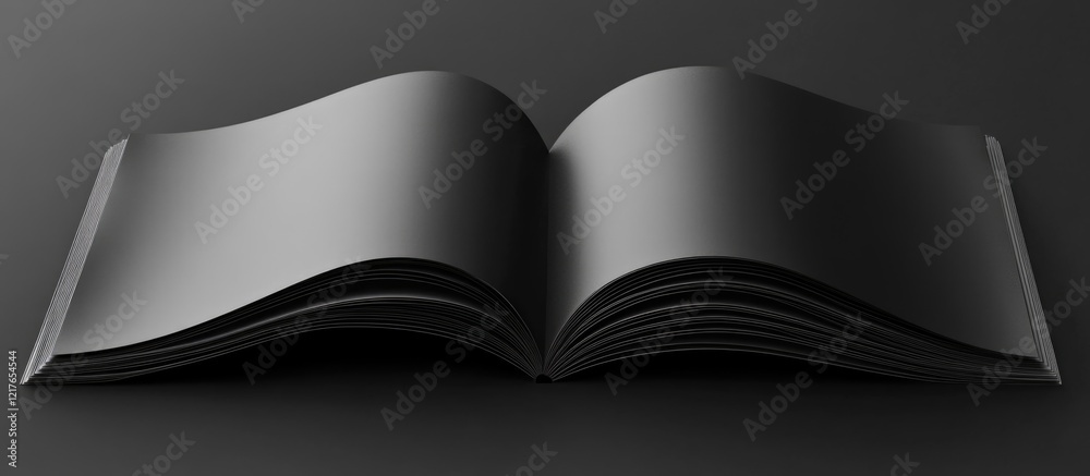 Aufkleber Black Open Book Mockup for Brochure and Newspaper Design featuring Empty Copyspace for Custom Text and Graphics