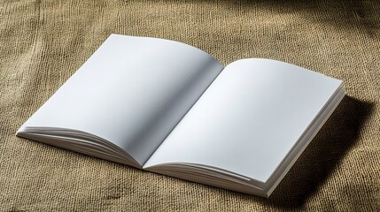 Blank landscape brochure magazine ready for design on texture cardboard background for creative projects