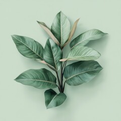 Exotic House Plants Flat Lay on Green Background for Indoor Decor with Copy Space for Text and DIY Floral Design Ideas