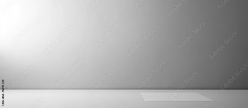 Aufkleber Blank A4 size paper sheets on a gray background providing ample copyspace for text and design elements in a minimalistic setting