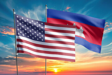 The flags of the United States and Cambodia are symbols of international relations