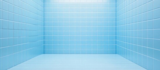 Light blue bathroom interior with vertical tiles showcasing a bright and clean aesthetic ideal for text placement and design projects