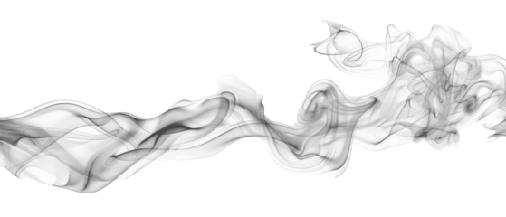 Realistic smoke steam, swirling and isolated on a white background, capturing its fluid, transparent