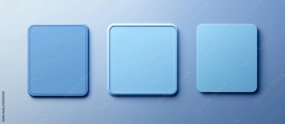 Aufkleber Blank blue square and rectangular labels with copyspace for text on a smooth gradient background for product or promotional use