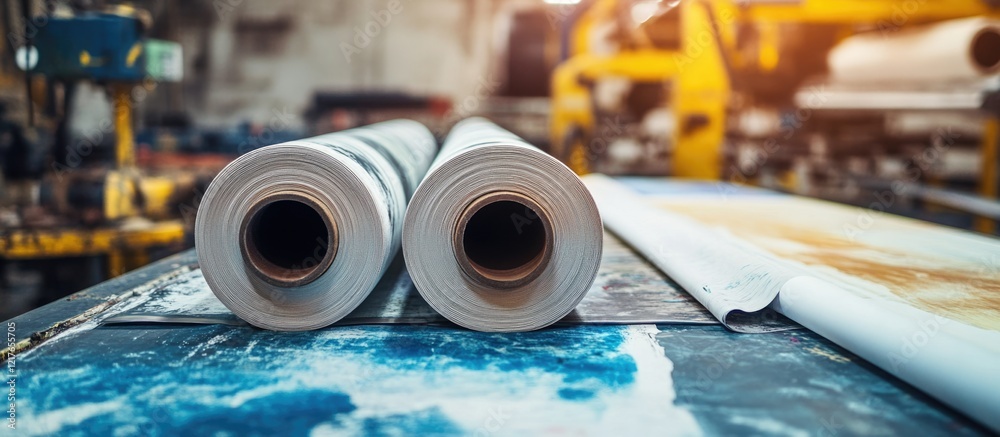 Poster Blank Canvas Rolls in Printing Factory Ready for Customization with Empty Space for Text and Design Elements