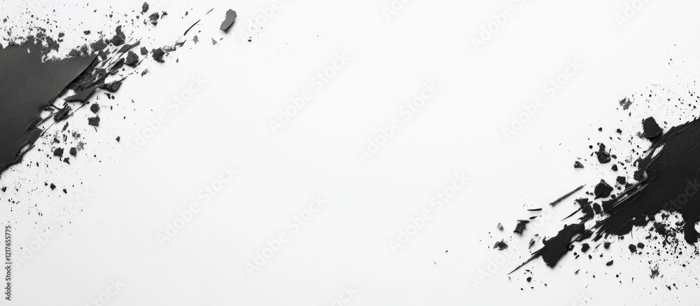Poster blank billboard with white background and black paint splatters providing ample copyspace for text o