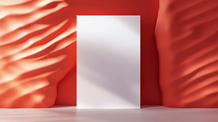 White wrinkled paper mockup on a textured red background for creative presentations and designs
