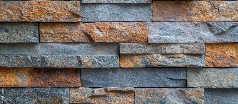 Aufkleber Textured stone wall background with varied colors and patterns ideal for design projects or as a blank canvas for text and graphics.