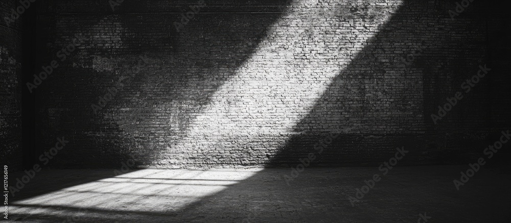 Poster Dark Grunge Brick Wall Background with Shadows and Copy Space for Text Ideal for Design and Advertising Projects