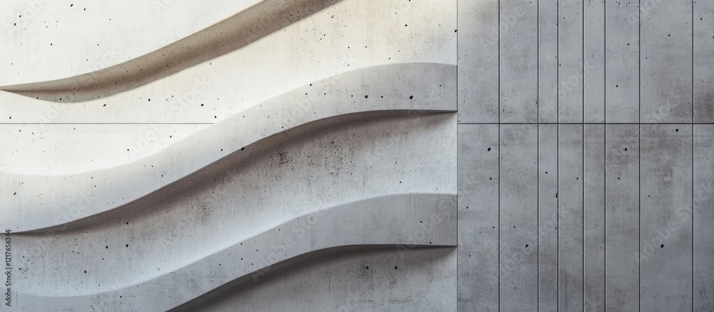 Aufkleber Abstract Textured Background with Smooth Curved Concrete Waves and Clean Vertical Space for Creative Design and Advertising Applications