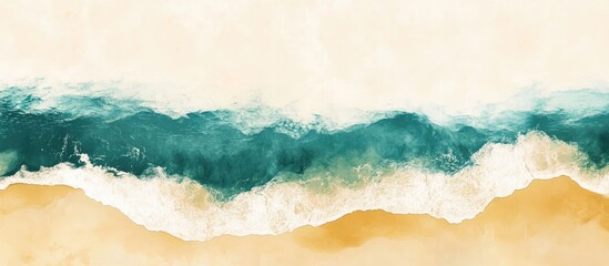 Serene coastal landscape featuring golden sand and turquoise waves ideal for text overlay or promotional use.