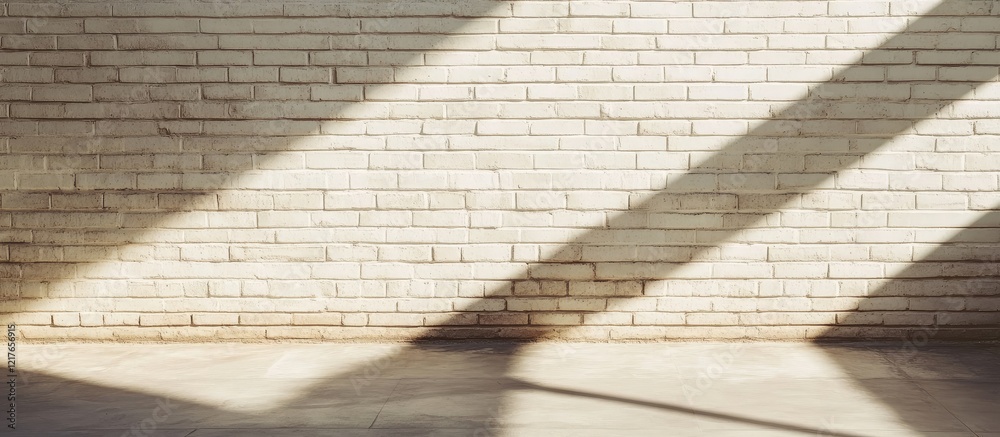 Aufkleber Bright brick wall texture with dramatic shadows creating an empty space for design and text elements in a minimalist interior setting