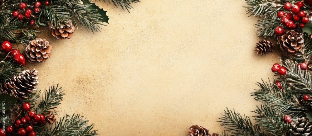 Poster festive card mockup with holiday decorations and ample copyspace for custom text and greetings
