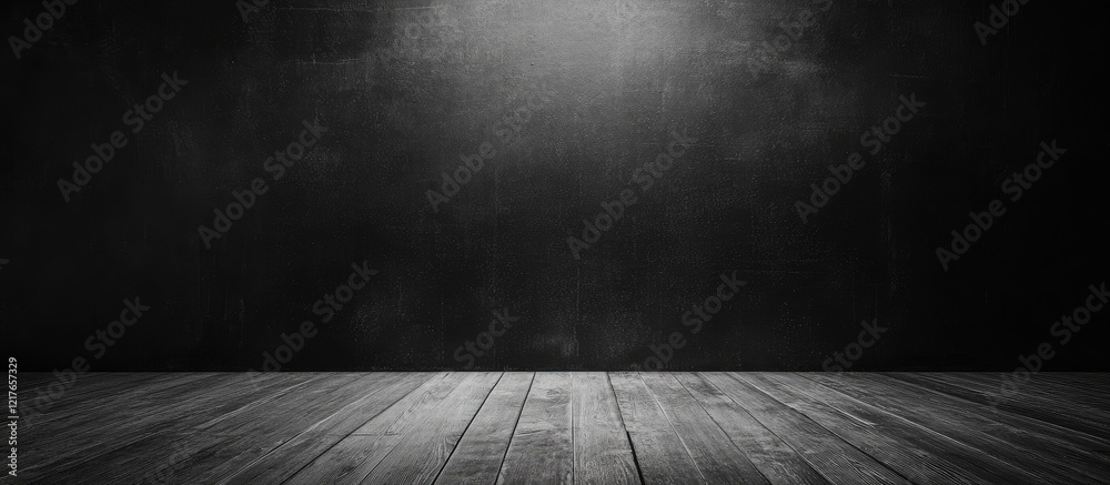 Poster Blackboard Wall Texture Background with Wooden Floor Empty Space for Text Ideal for Education or Design Concepts
