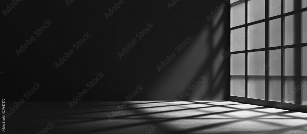 Aufkleber Geometric Black Wireframe Background with Shadows and Empty Copyspace for Text in a Minimalistic Setting