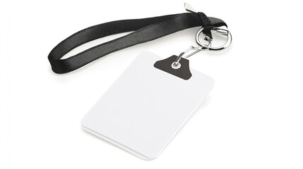 Professional name badge with lanyard displayed on a plain white background for identification purposes