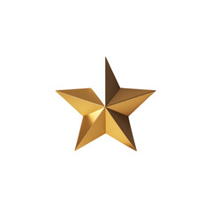 Shiny gold star design isolated on transparent background.