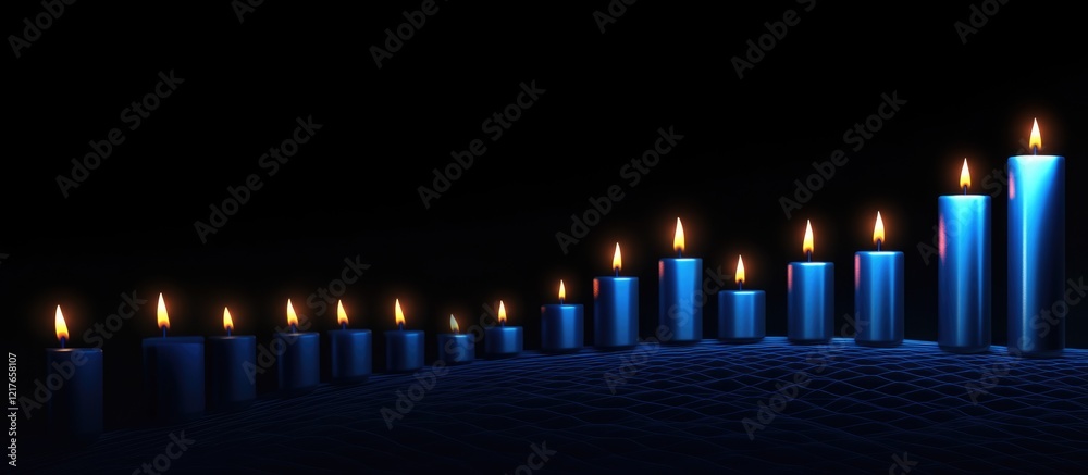 Aufkleber blue candlesticks representing stock market growth with empty copyspace for financial analysis or bu