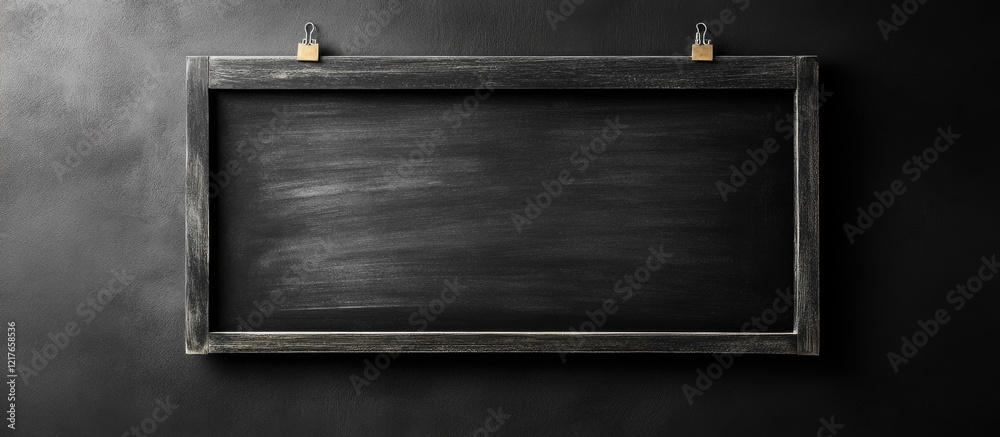 Poster Black Chalkboard Frame with Copyspace for Message Display on Dark Background Suitable for Creative Text Ideas and Announcements