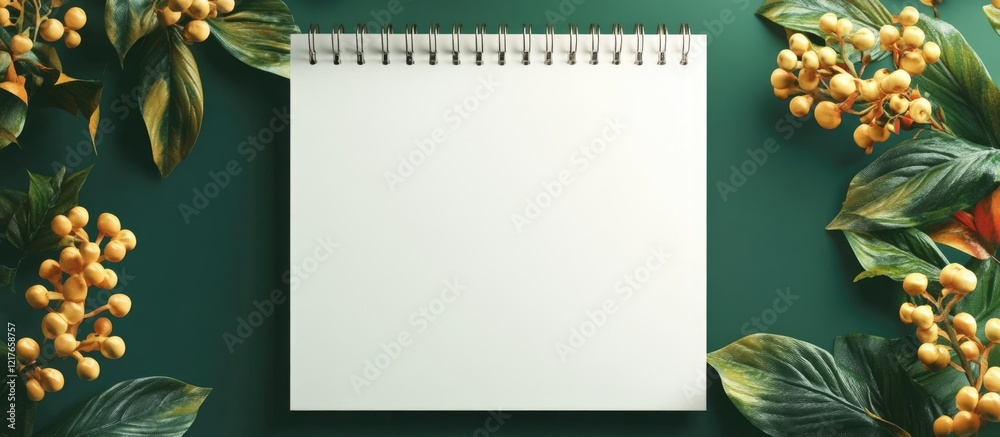 Aufkleber Blank Calendar Template Surrounded by Greenery for Planning To Do Lists with Space for Custom Text Input