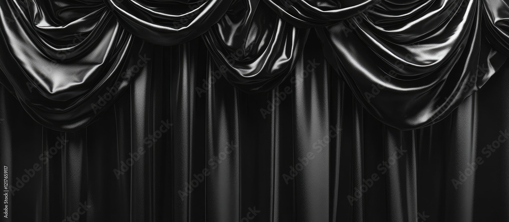 Aufkleber Elegant Black Velvet Curtain Texture Background with Ample Copyspace for Text Display and Design Elements