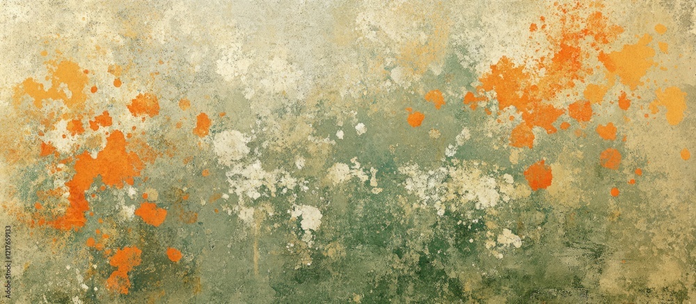 Poster Vibrant Abstract Paint Splatter Background in Earthy Tones with Generous Copyspace for Text or Design Elements