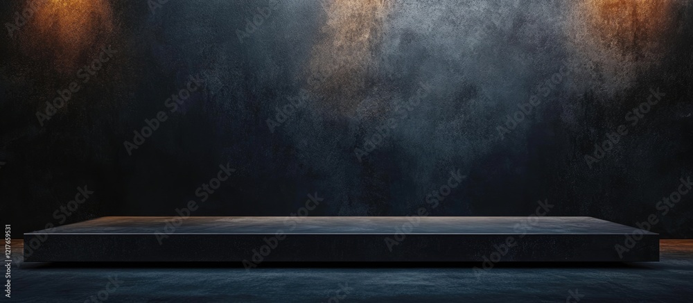 Poster modern empty billboard mockup space for advertising with dark textured background and spotlights for