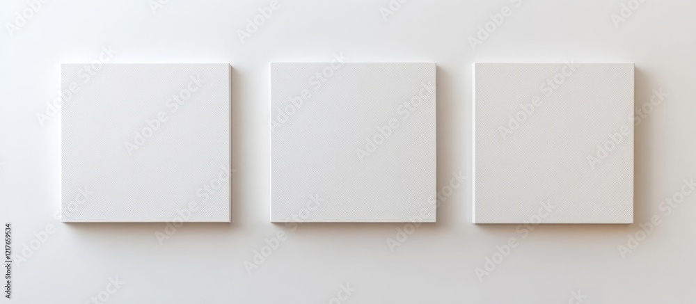 Poster Blank Canvas Frames on White Wall in Modern Interior Design with Generous Copyspace for Creative Text and Artwork Display