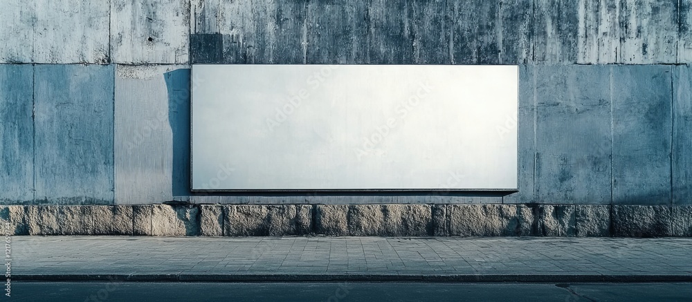 Poster Blank Billboard on Empty Urban Wall Ready for Advertising with Clear Copyspace for Custom Text and Promotional Messages
