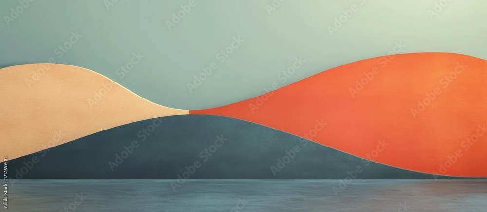 Poster Colorful Abstract Wall with Curved Shapes Offering Space for Advertisement or Creative Design Elements and Text Placement