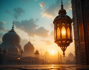 Islamic style lantern design for ramadan celebration