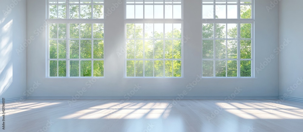 Poster bright and airy contemporary living room featuring large windows and ample natural light with space 