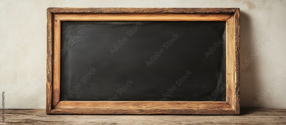 Aufkleber rustic wooden framed blackboard on table with blank space for creative text or messages