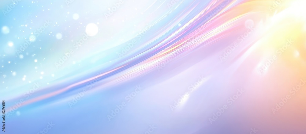 Aufkleber Soft Pastel Abstract Background with Bokeh Lights and Flowing Waves Ideal for Text Overlay and Creative Projects