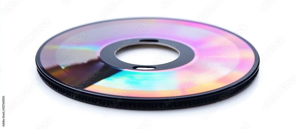 Aufkleber Blank compact disc on white background with reflective surface and ample space for text or branding opportunities.