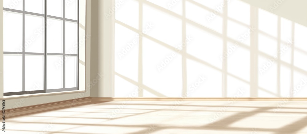 Poster bright modern office space with large windows abundant in natural light and ample blank wall area fo