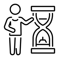 Working hours line icon of a character 