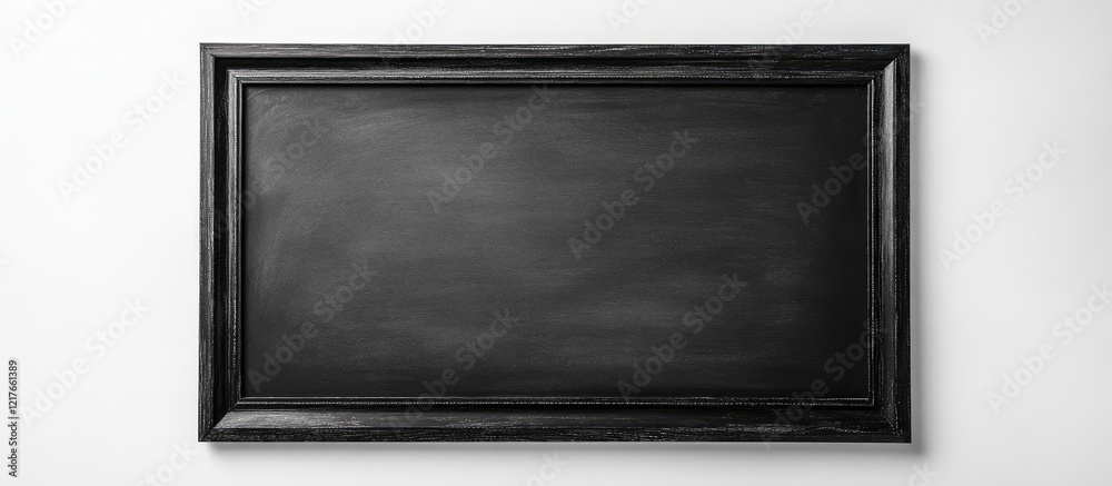 Poster Black Wooden Chalkboard Frame on White Background Ideal for Promotional Text or Creative Display with Ample Empty Space for Customization