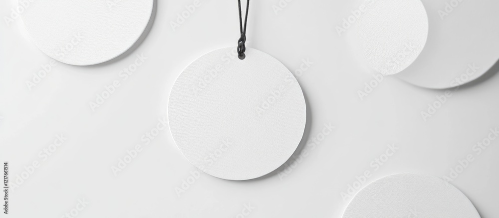 Poster Round Blank White Origami Label Tag Template with Copyspace for Text on Minimalist Background for Branding and Design Projects