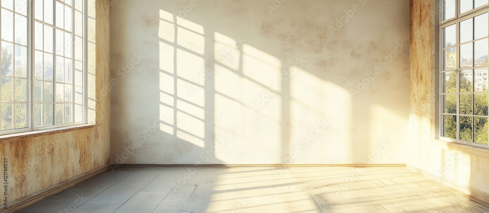 Poster spacious bright double bedroom featuring abundant natural light and serene empty space for custom te